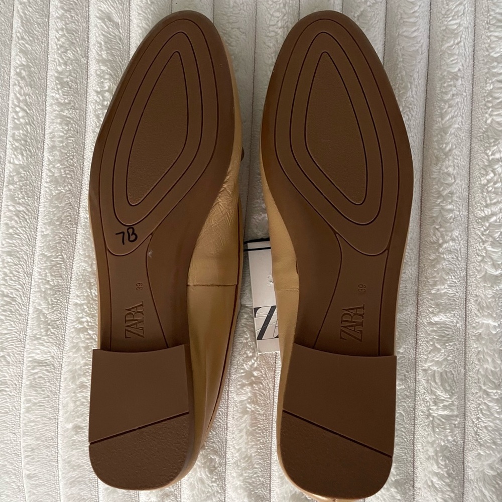 Zara Leather Ballet Flats with Bow - Picture 6 of 8